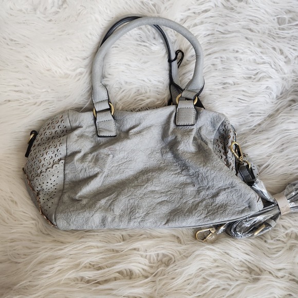Bke Moda Luxe Bristol Satchel Large Crossbody Shoulder Handbag Gray Blue Nwt — image 4 of 8